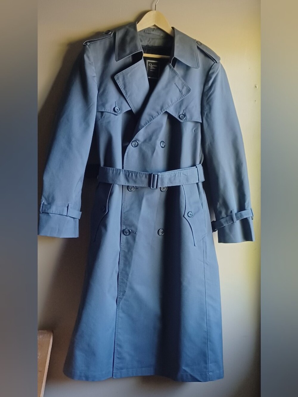 VINTAGE CHRISTIAN DIOR monsier Men's Double-breasted Trench Coat In Grey SZ40